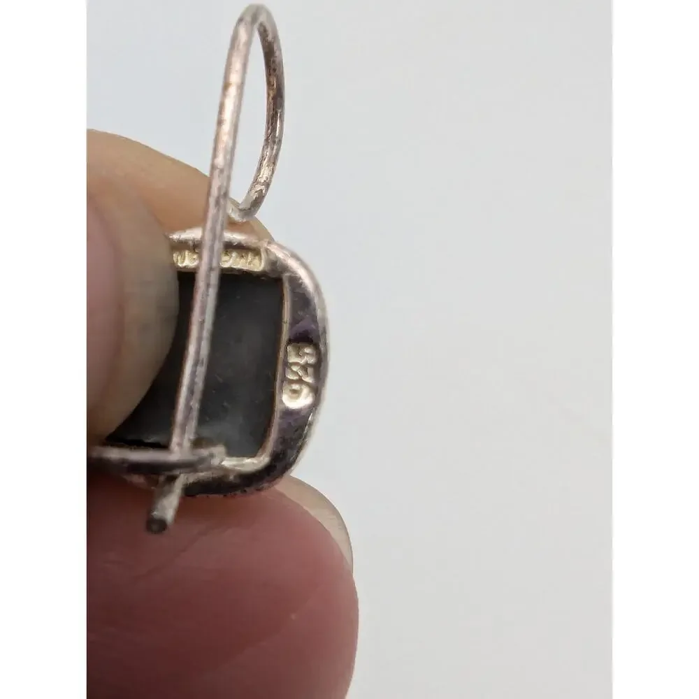 Vintage Sterling Silver Abalone Square Shaped Earring & Pendant Set